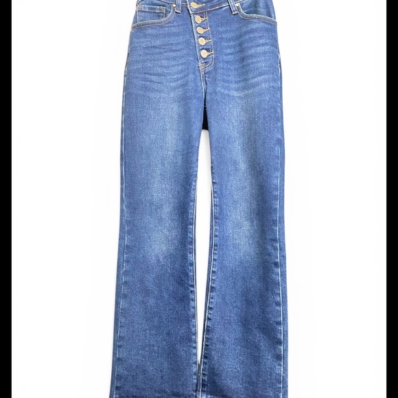 Risen Jeans High Rise Button Fly Straight Leg Raw Hem Size 26 Medium Was - Picture 3 of 10